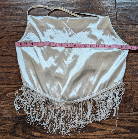 SHEIN Satin Crop Top with Fringe and Draped Neckline - Picture 5 of 7